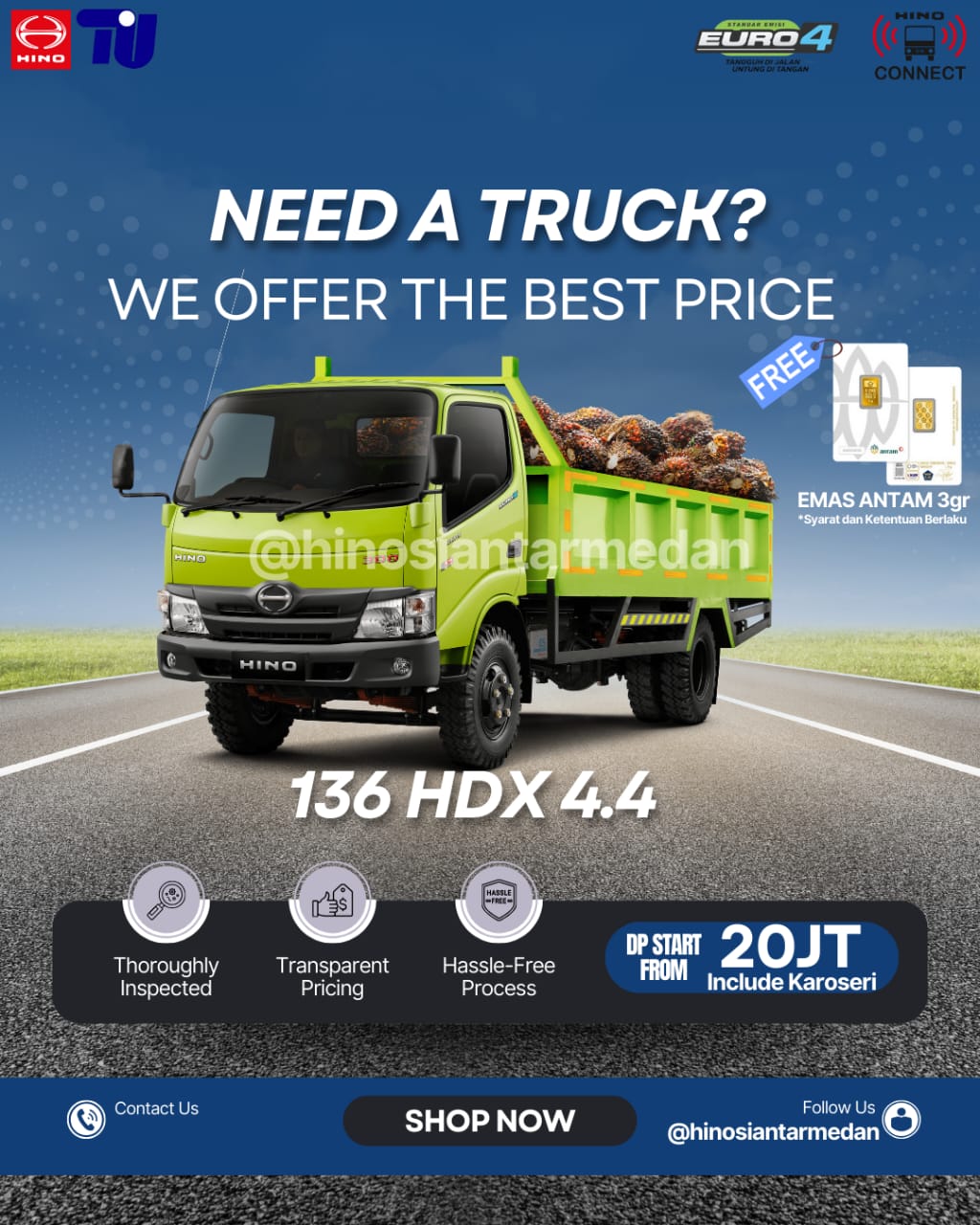 Promo Kredit Hino 136 HDX 4.4 di Dealer Hino Siantar